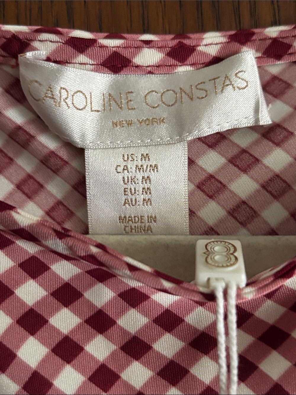 NWT CAROLINE CONSTAS Red Gingham Maxi Dress - Picture 6 of 8